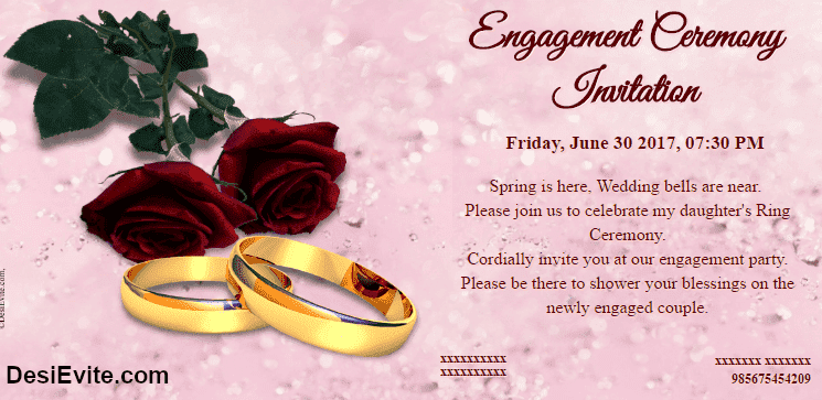 Indian Engagement Ceremony Invitation Card - Best Ring Ceremony Card
