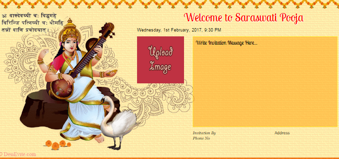 Free Saraswati Puja Invitation Card Online Invitations