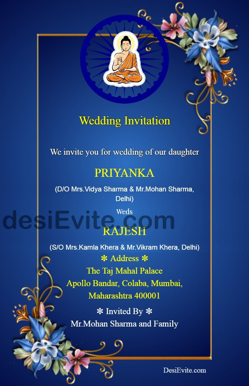 buddhist wedding card format matter english