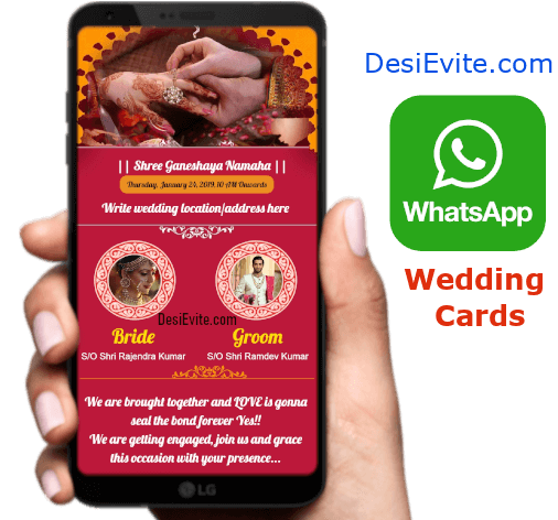 Mobile phone whatsapp wedding invitation cards