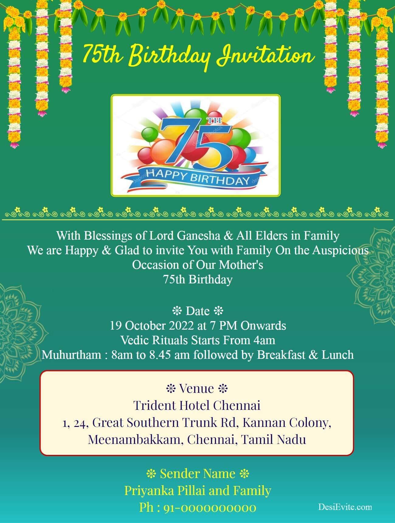 75 amrut mahotsav birthday invitation 80 