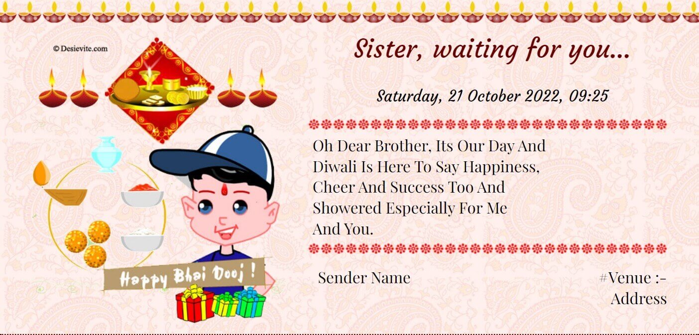 Bhai Dooj Invitation Card 125 
