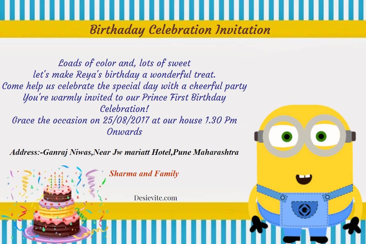 Birthday Invitation Minion Theme 104 