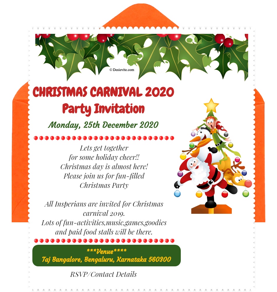 CHRISTMAS CARNIVAL Party Invitation 115 