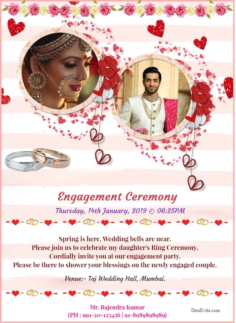 Premium Vector | Ring engagement wedding greeting card template