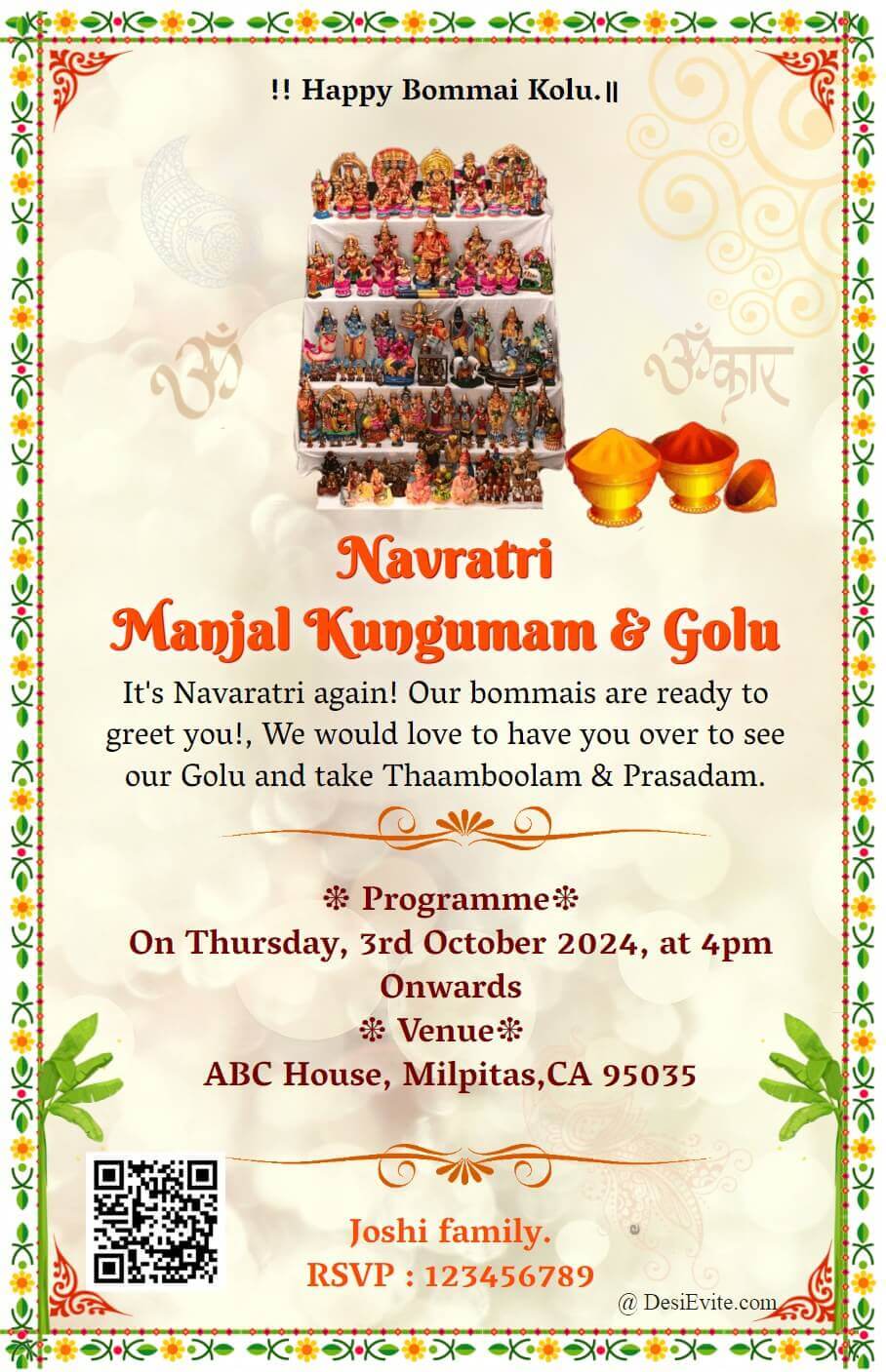 golu-haldikukum-invitation-card-with-greenflower-border