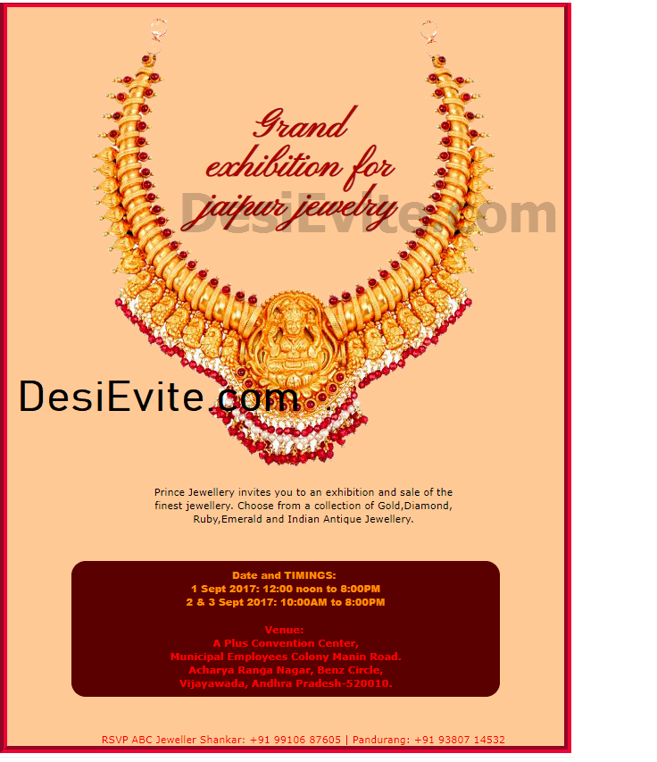 Jewellery exhibition / Inauguration Card