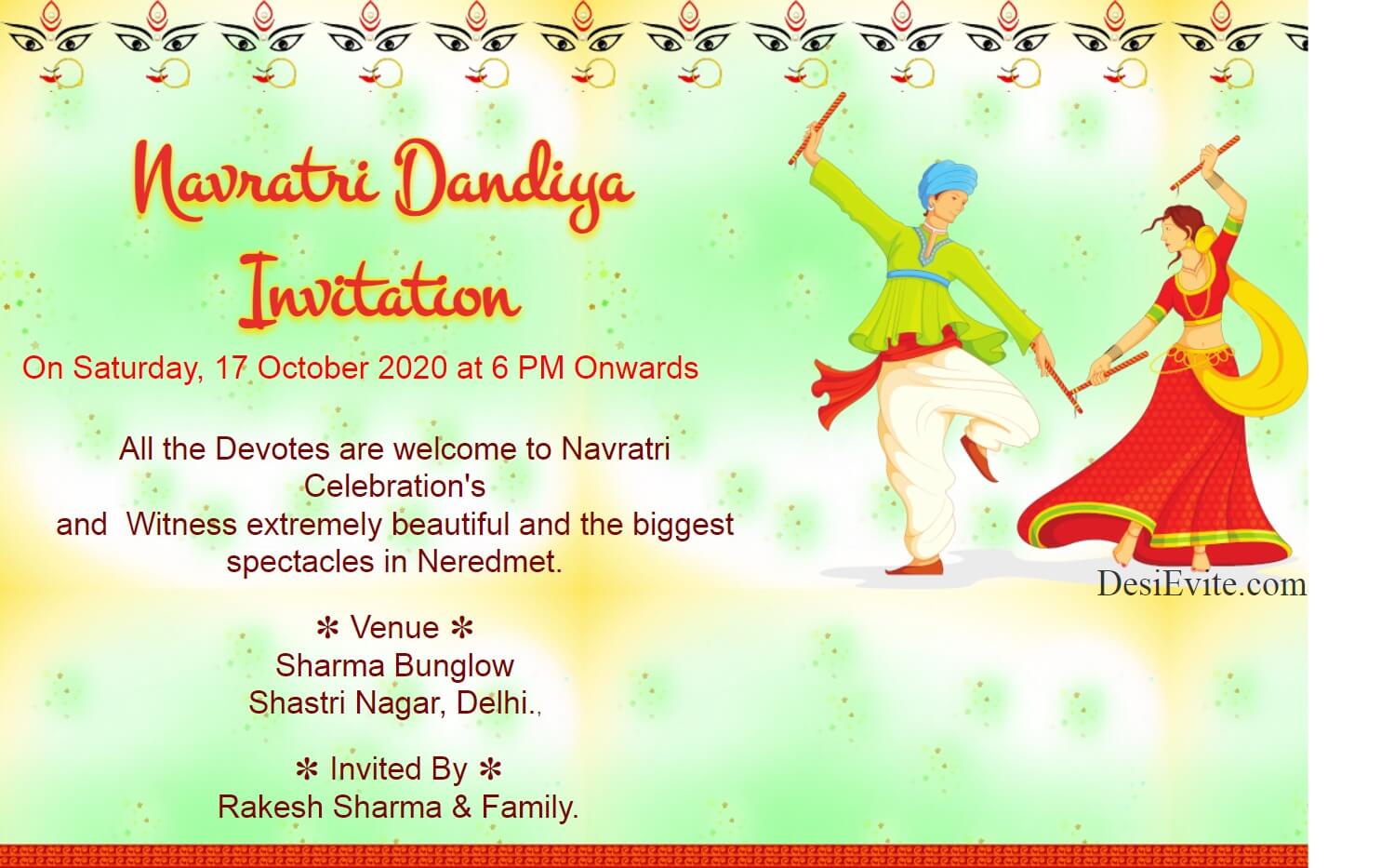 Navratri Dandiya Invitation Navratri Dandiya Invitation