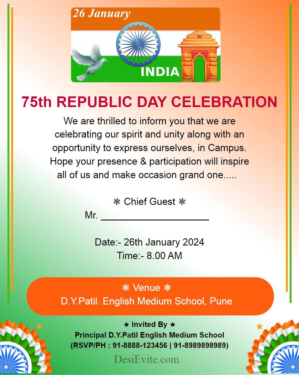 Republic Day Invitation Card 61 