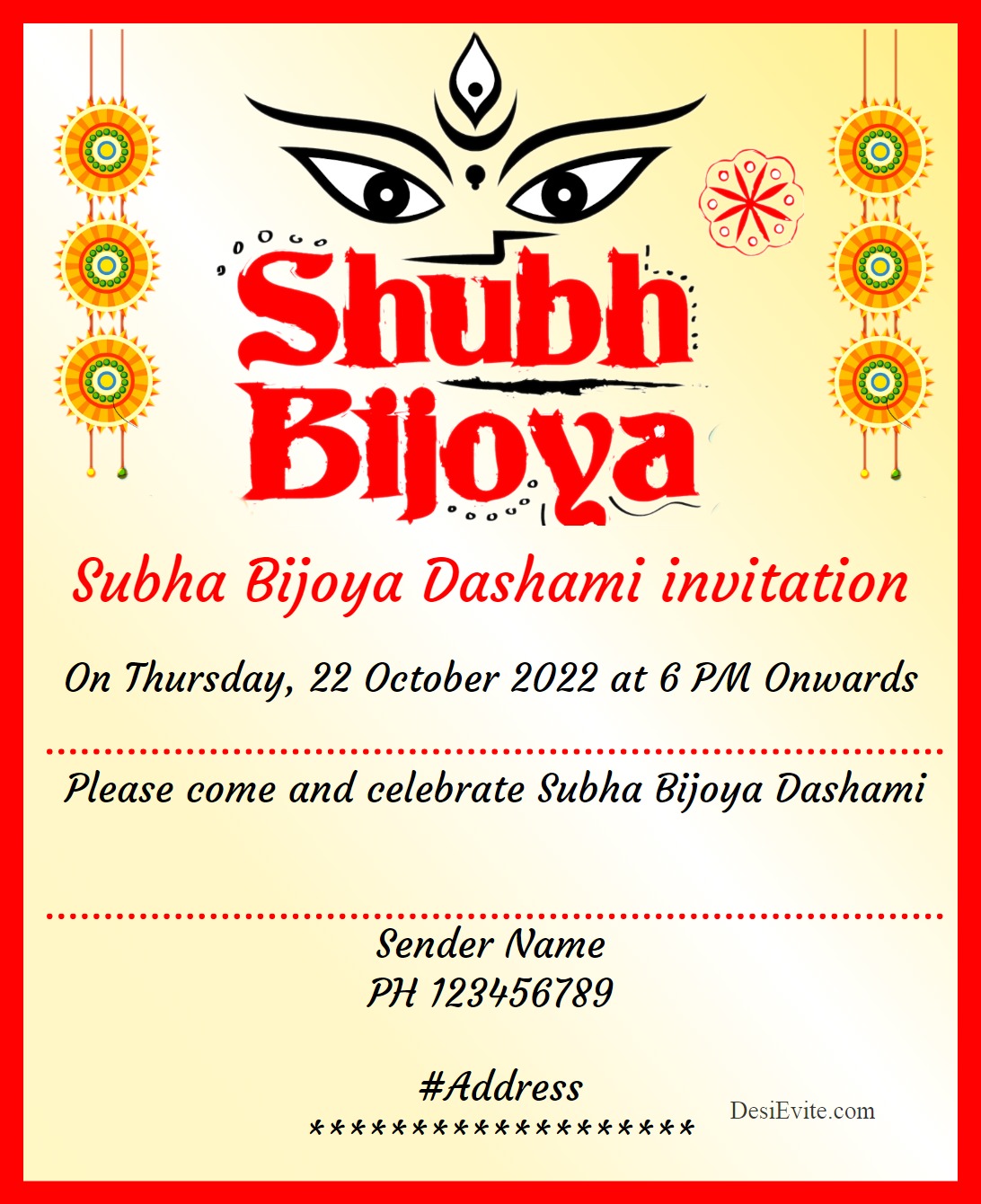 Subha Bijoya Dashami invitation card 54 