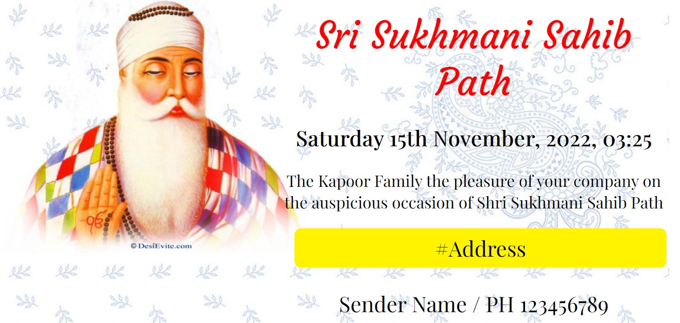 Sukhmani Sahib path invitation card free 71 