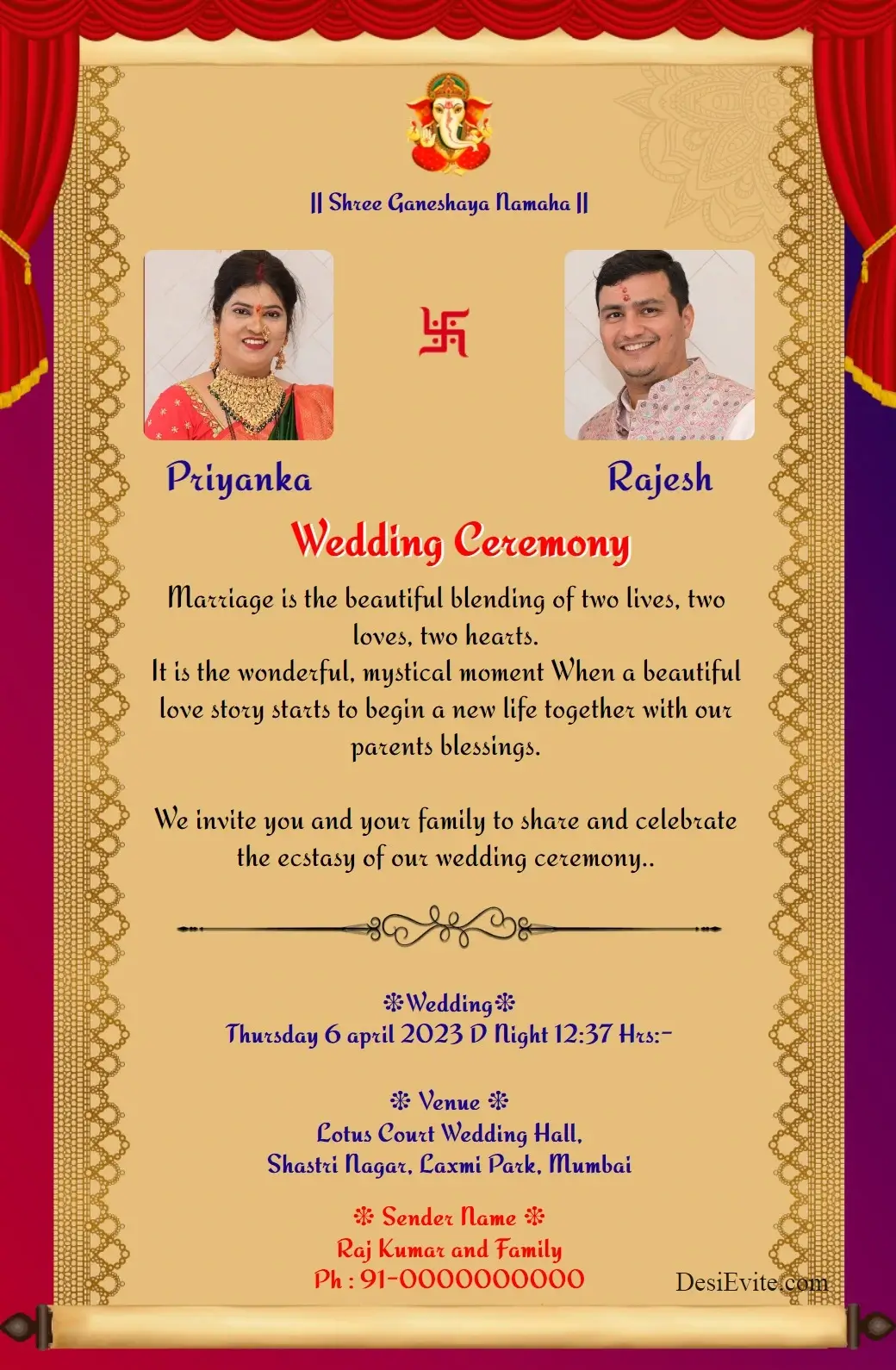 ancient letter khalita wedding invitation card