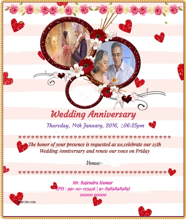 Wedding Anniversary Invitation with photo upload option 