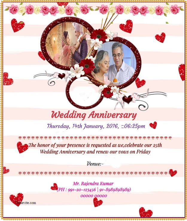 Wedding Anniversary Invitation with photo upload option