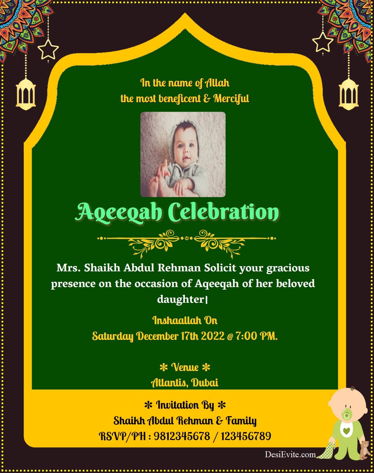 aqiqah chilla ceremony invitation card 112 
