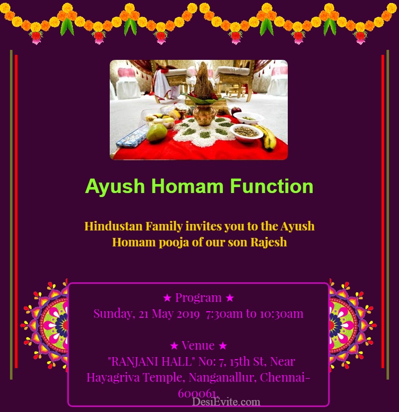 ayush homam invitation card 48 