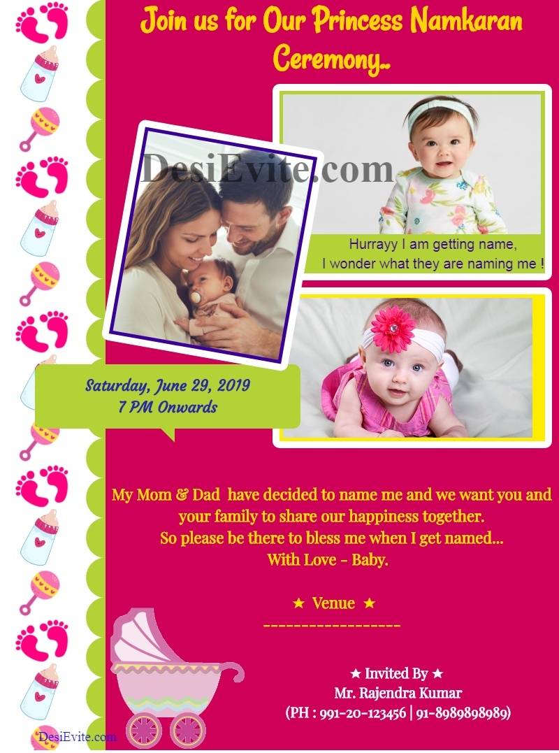 Baby girl naming ceremony | cradle ceremony invitation card