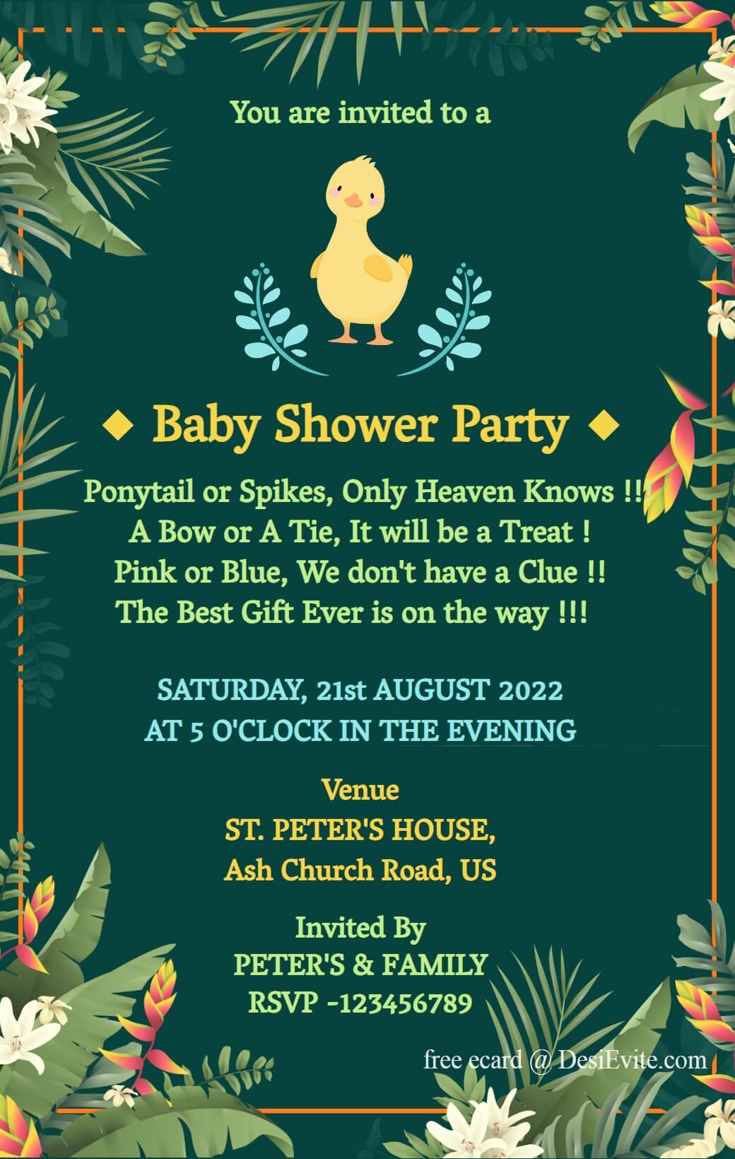 baby shower invitation card forest theme