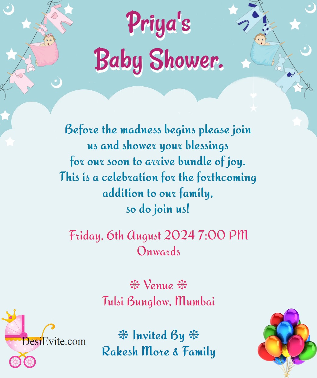 baby shower invitation card modern 167 