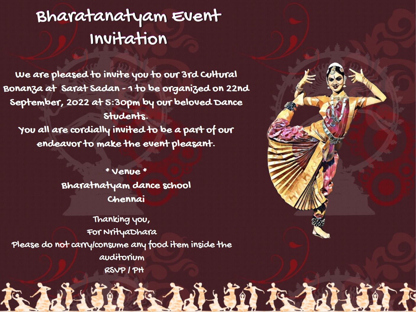 Bharatanatyam/Arangetram Invitation