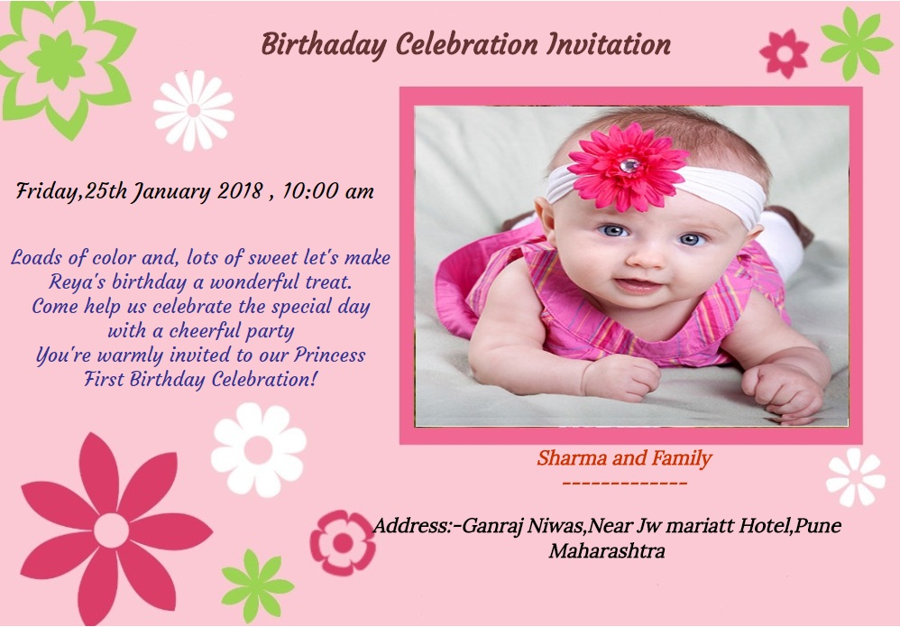 Birthday Invitation Flower Theme for Whtsapp