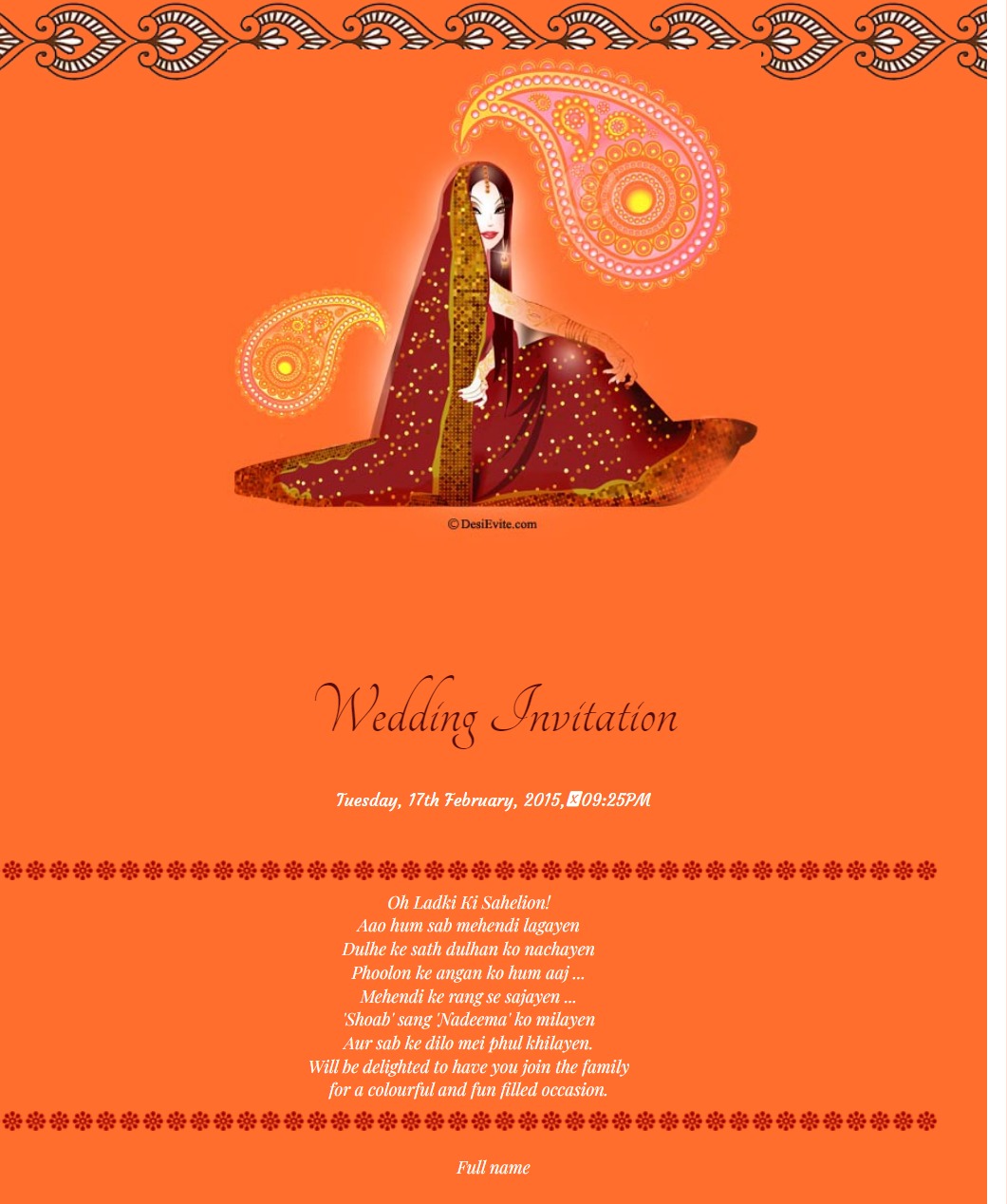 bride theme sangeet mehendi invitation card 154 