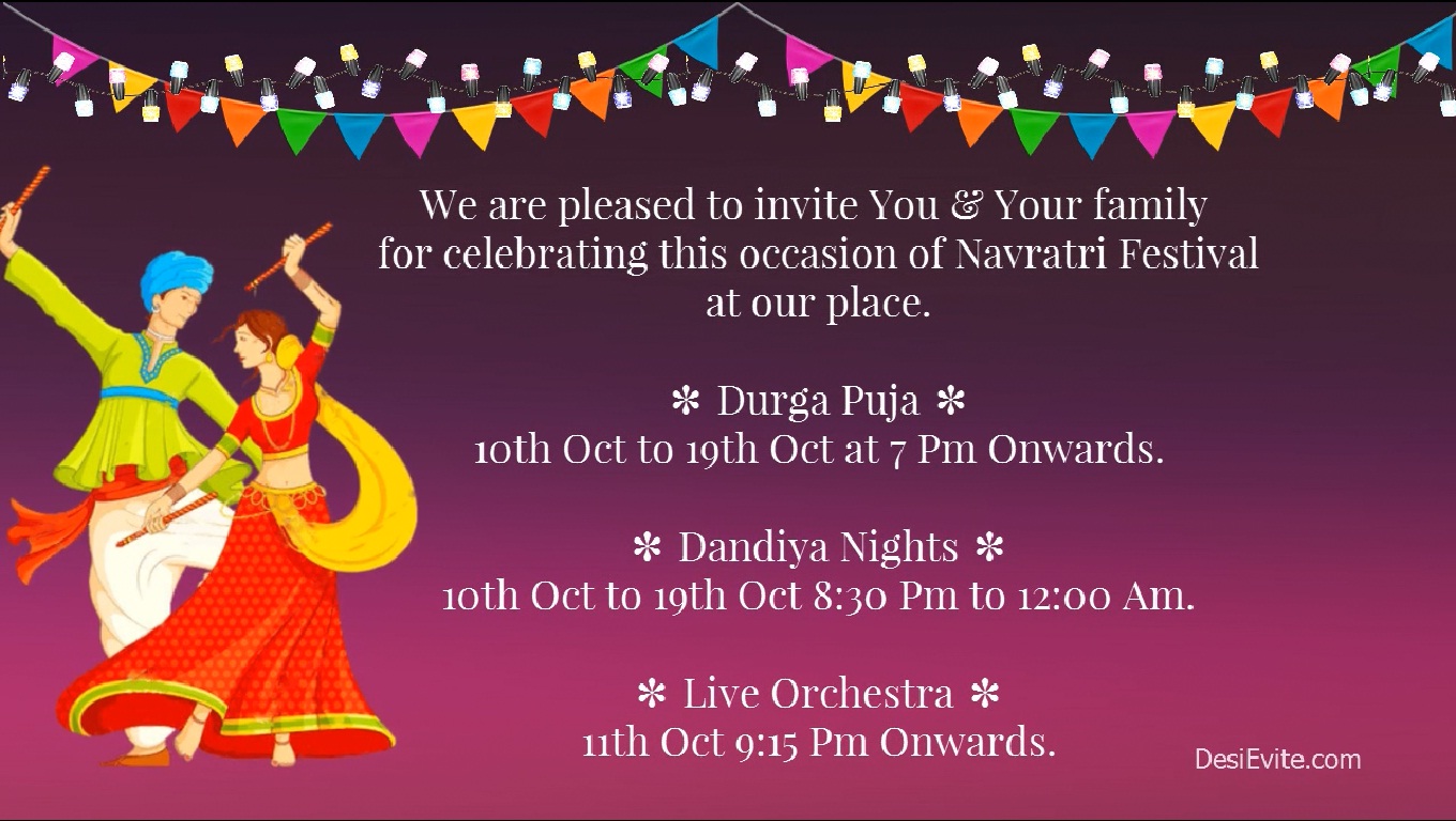 Navratri and Dandiya Event Invitation Video for Whtsapp