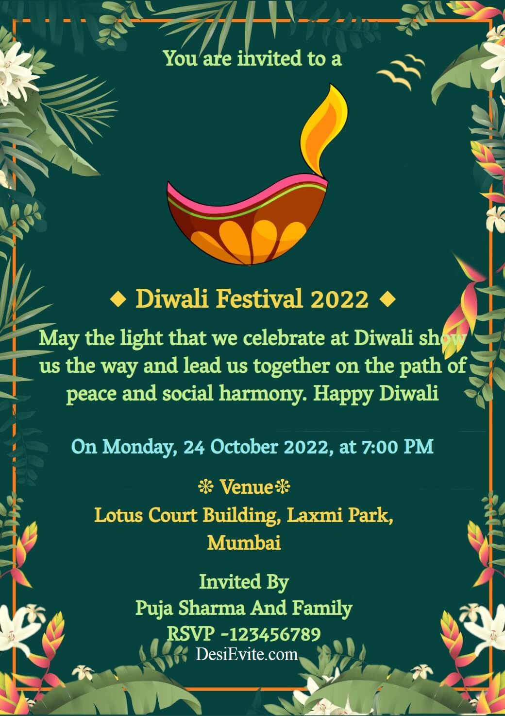 deepwali invitation card hariyali theme 46 