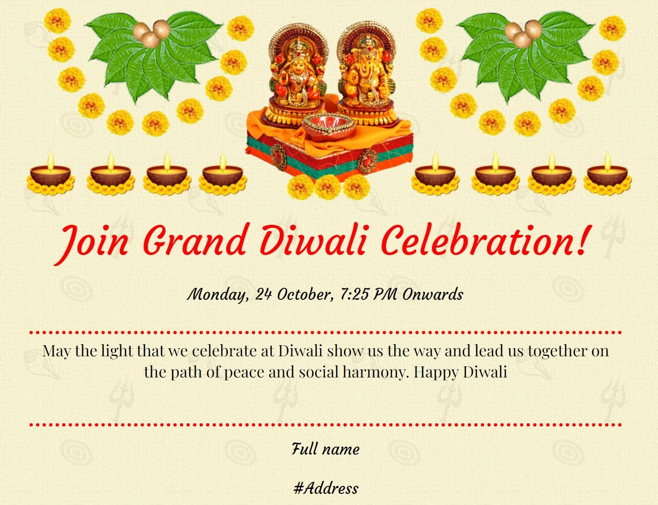diwali celebration ganesh lakshimi theme card 131 