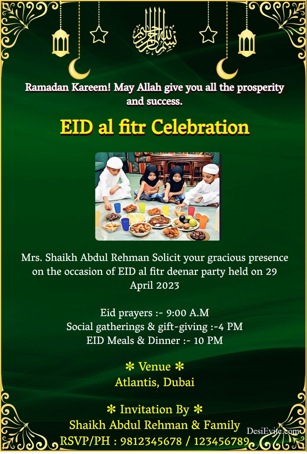 eid al fitr invitation ecard with photo 43 