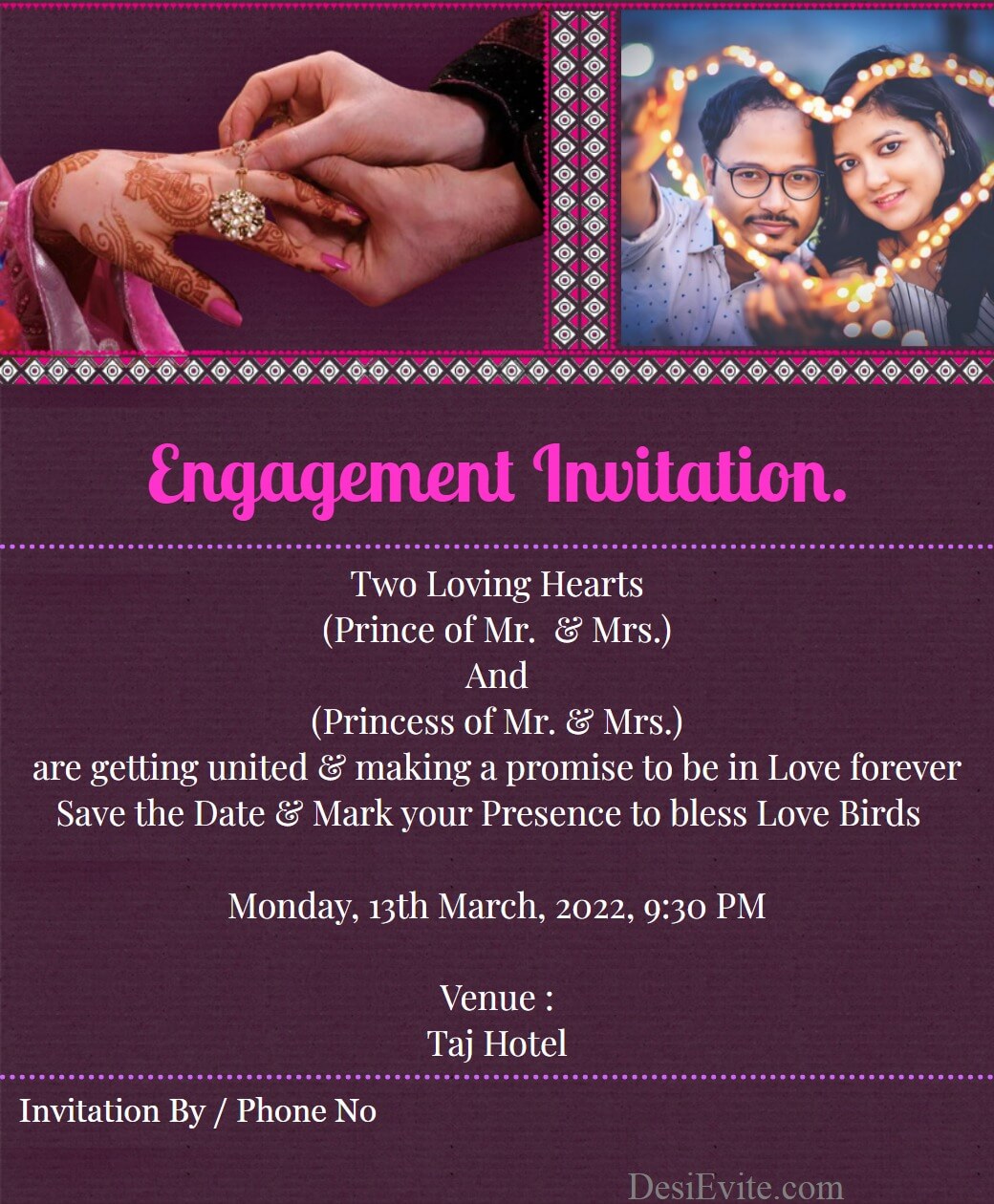 engagement invitation e card free ring hand