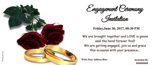 Free engagement ceremony Invitation card with rose & Ring