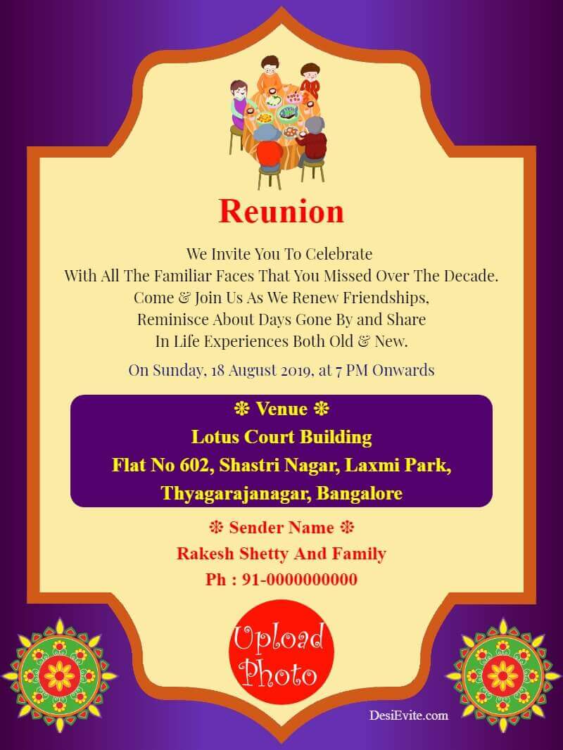 family reunion invitation card with photo template 166 