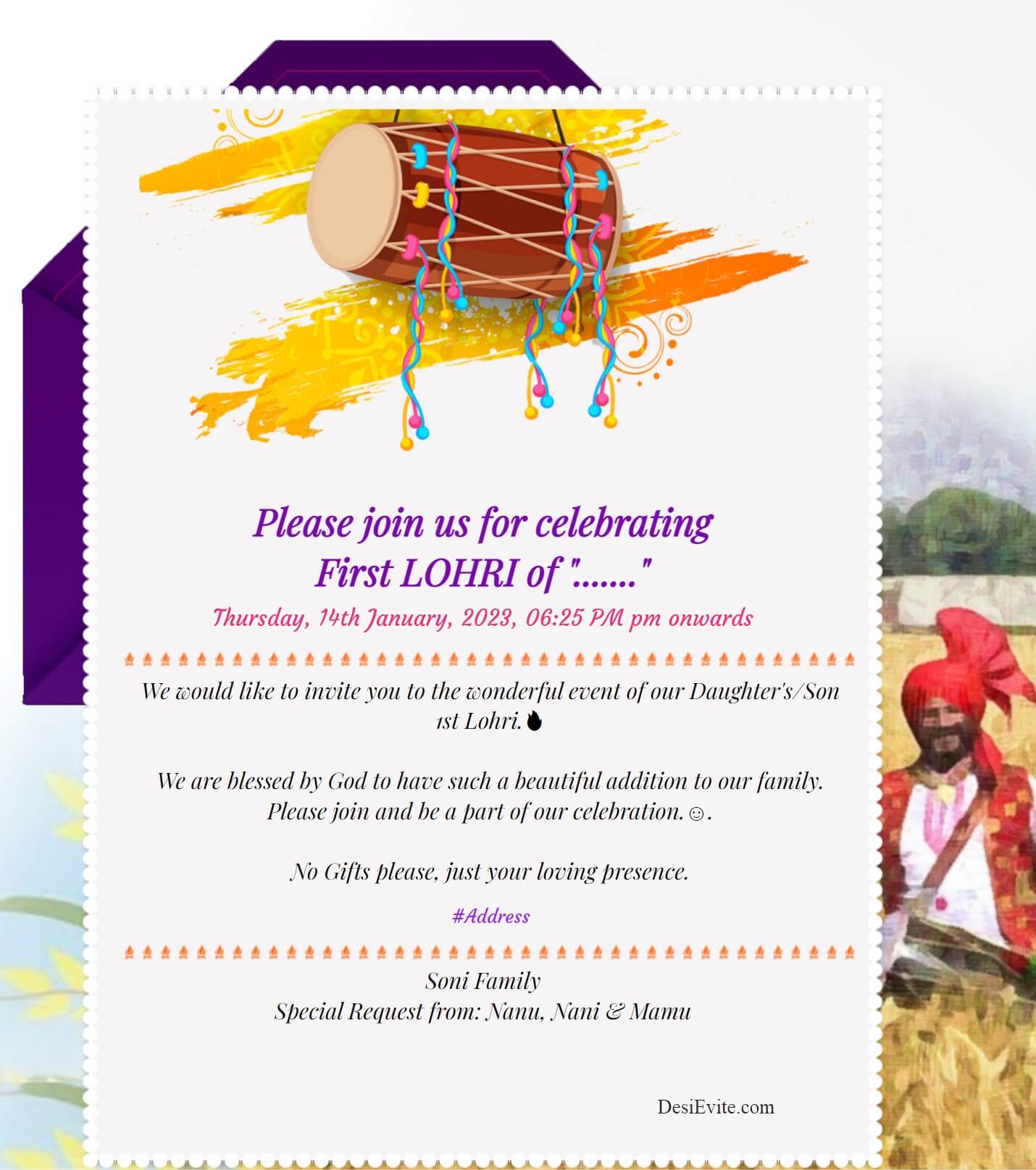 First Lohri Invitation