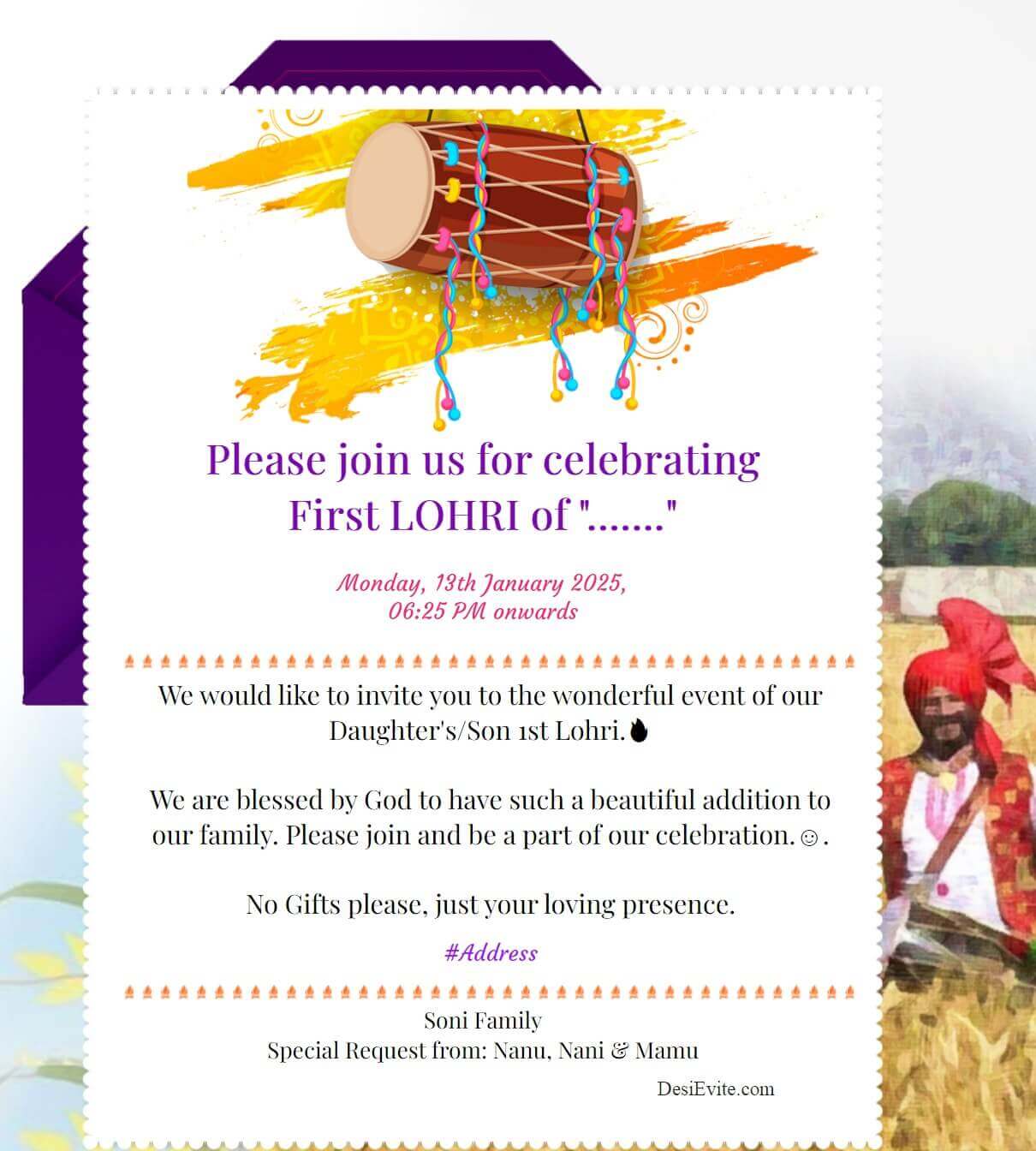 First Lohri Invitation