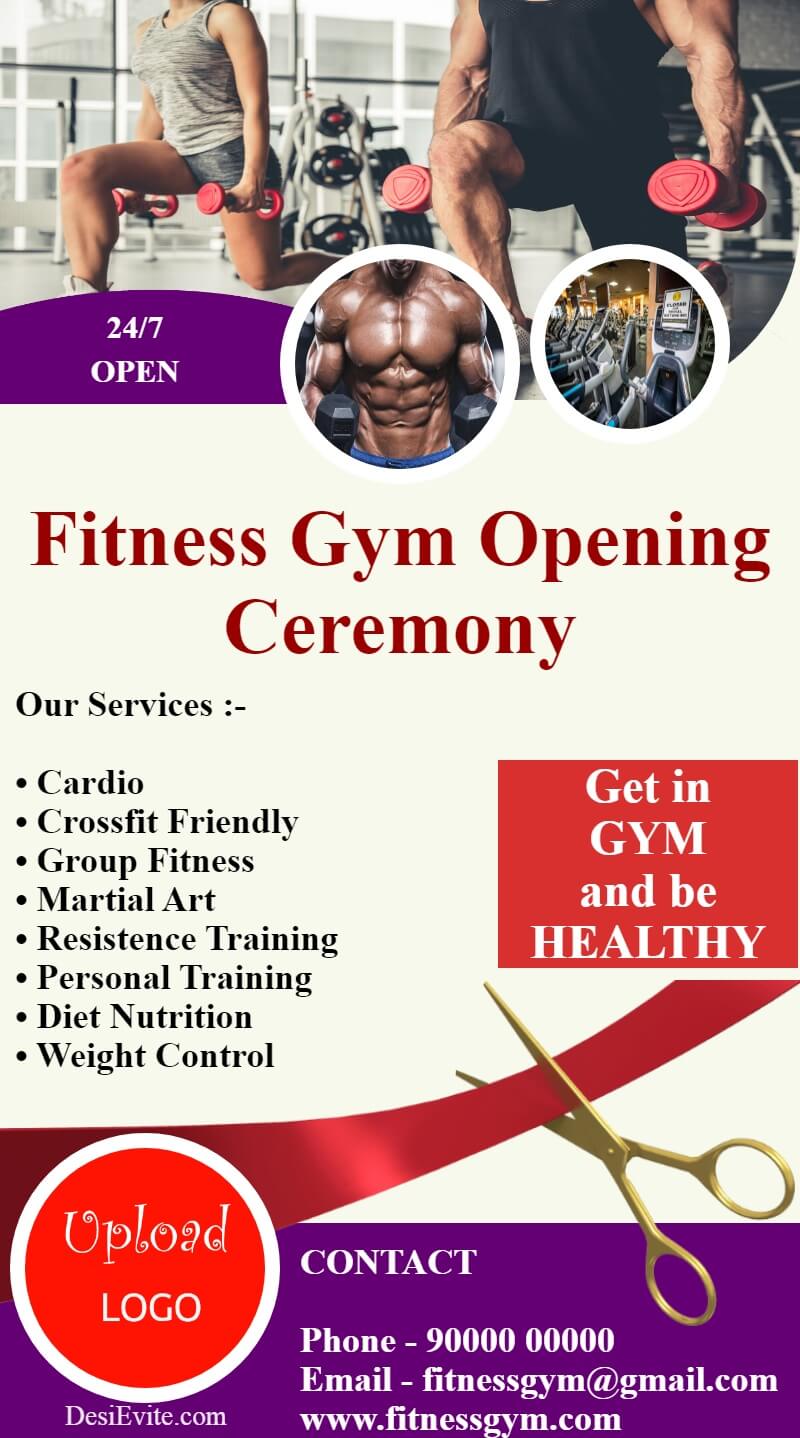 fitness club gym inauguraton coming soon ecard template 185 