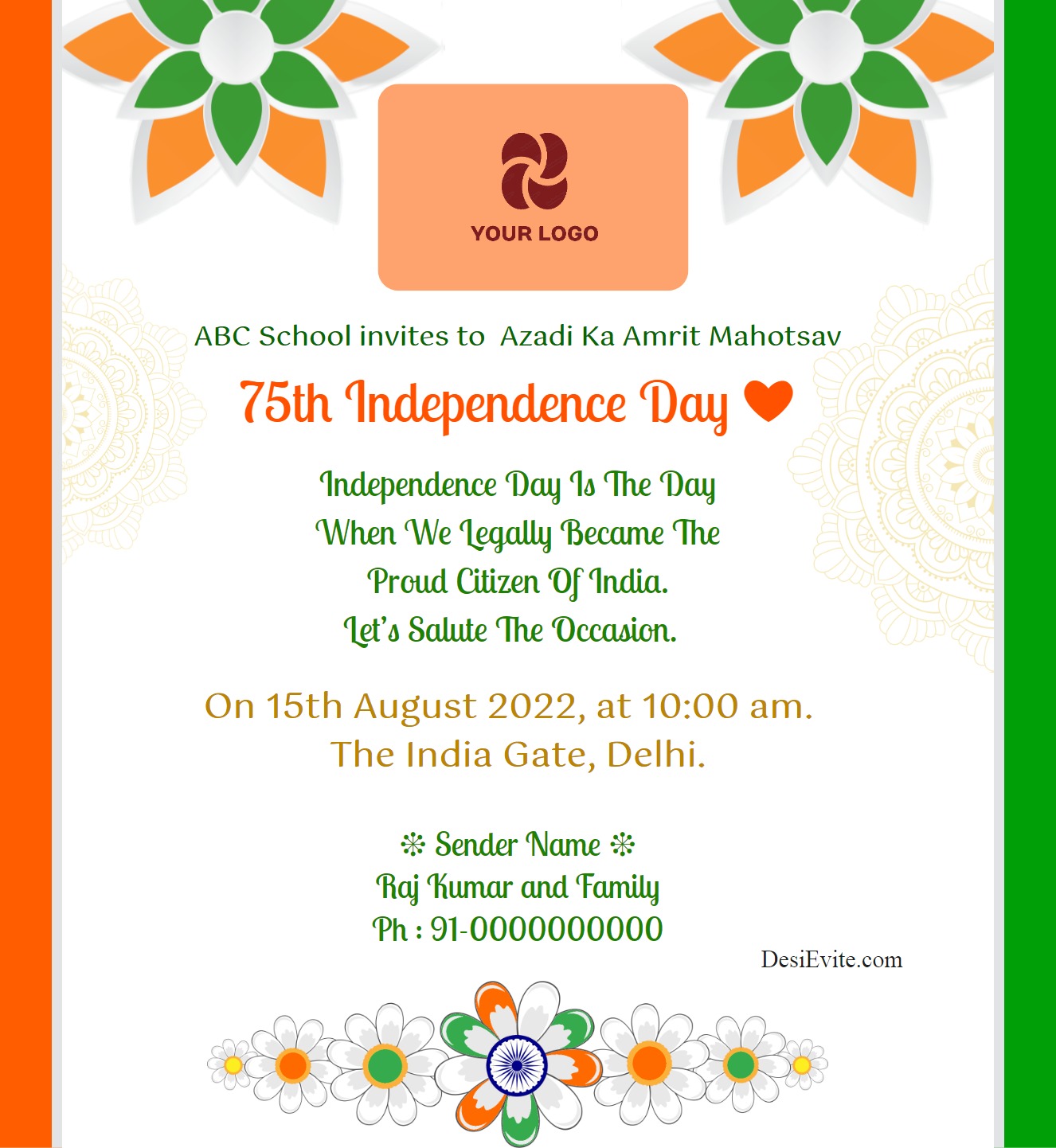 floral independence day invitation ecard 73 