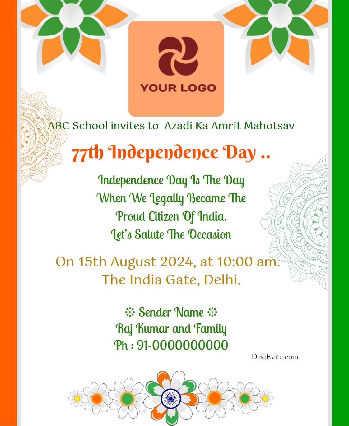 floral independence day invitation ecard 73 