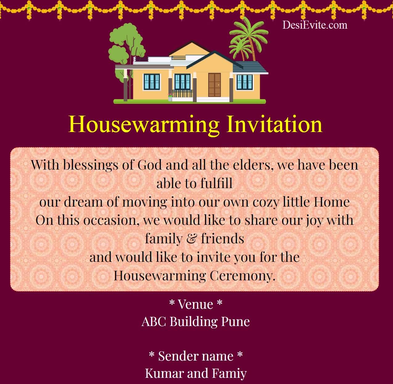 Editable Housewarming Invitation Cards