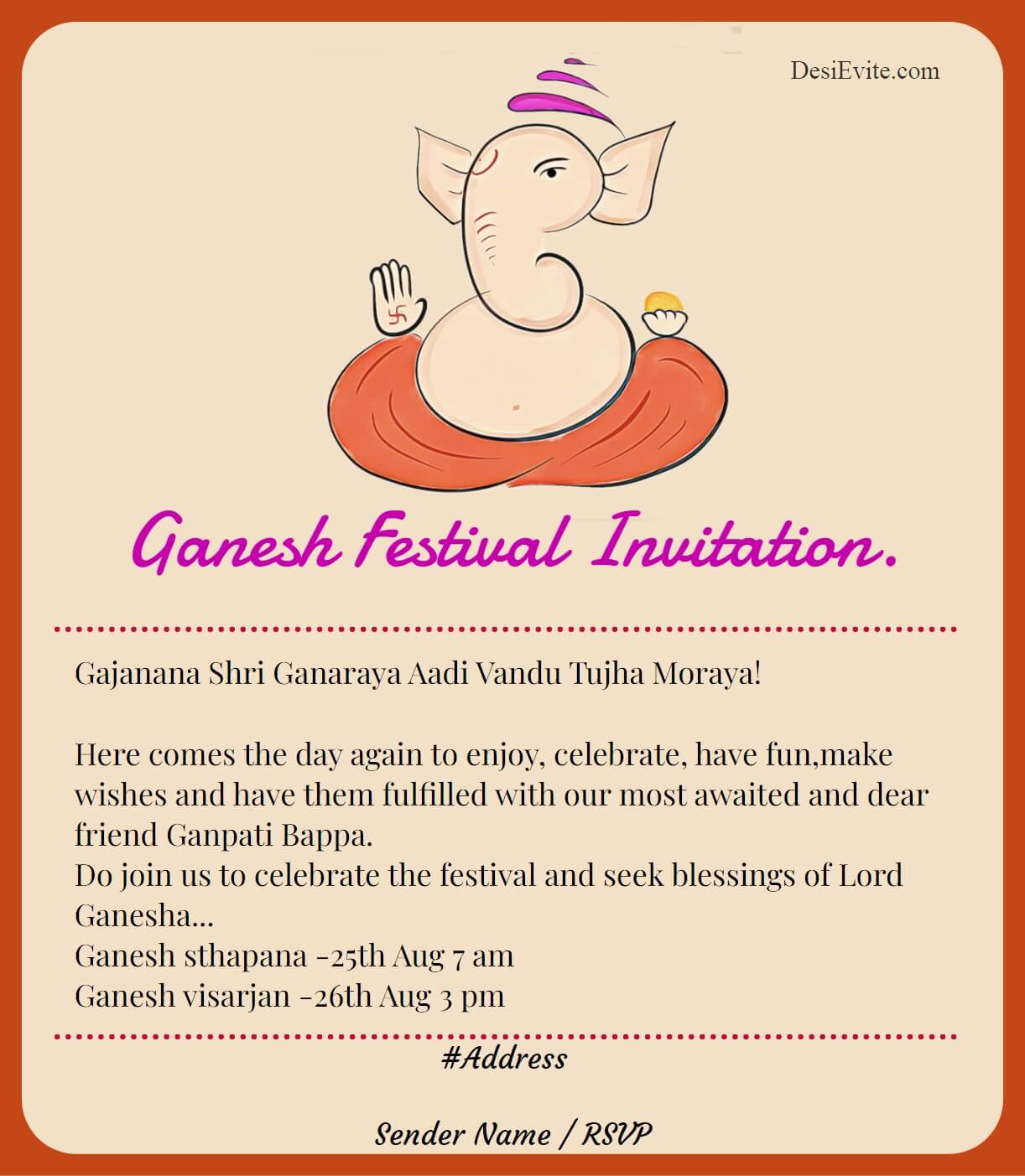 Ganesh Festival ecard template online   