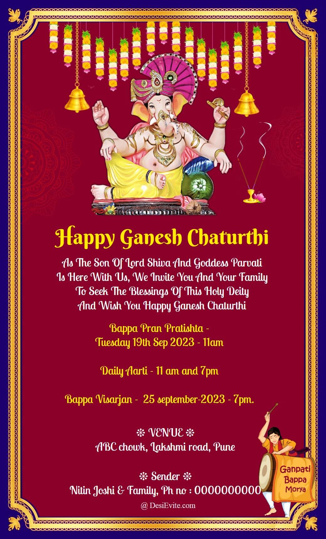 Shree Ganesh Chaturthi Invitation