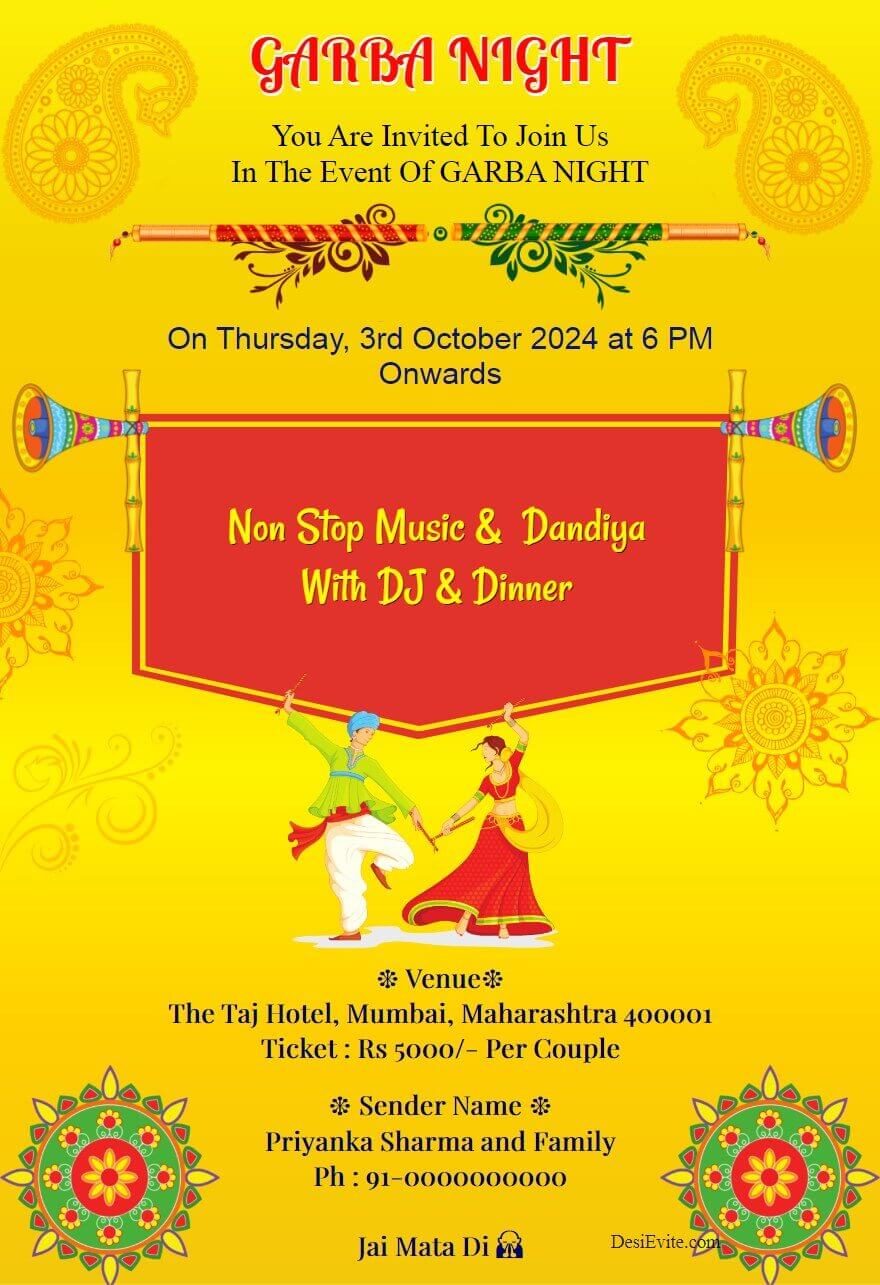 Garba night traditional invitation card with photo garba-night-traditional-invitation-card-with-photo