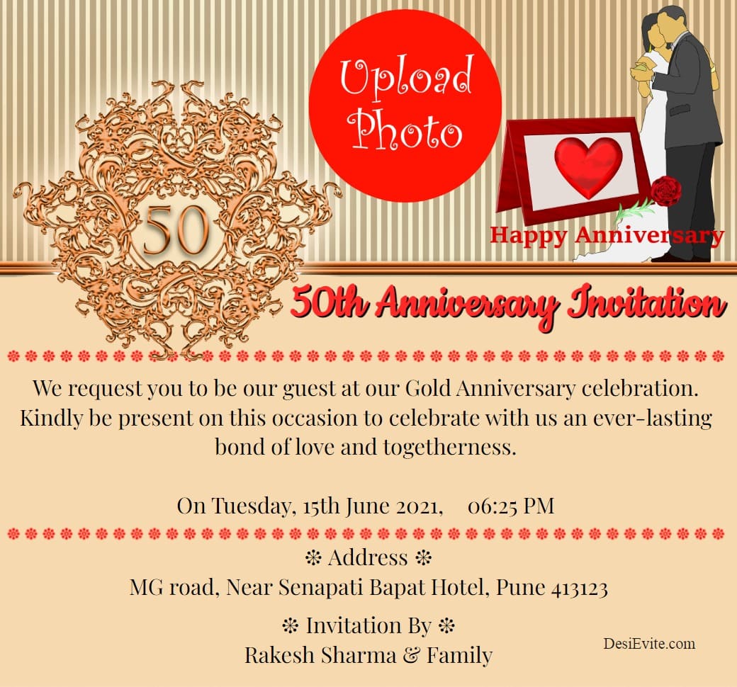 golden jubilee 50th wedding anniversary card 104 