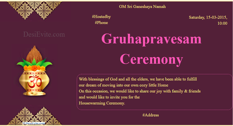 gruhapravesam ceremony invitation 785 100 126.