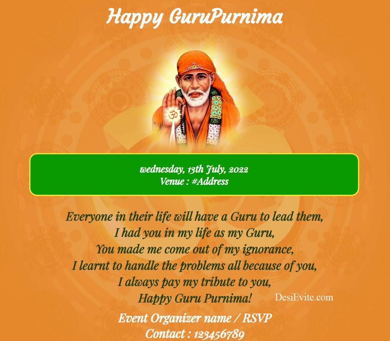 Gurupurmina Invitation Card(Saibaba)