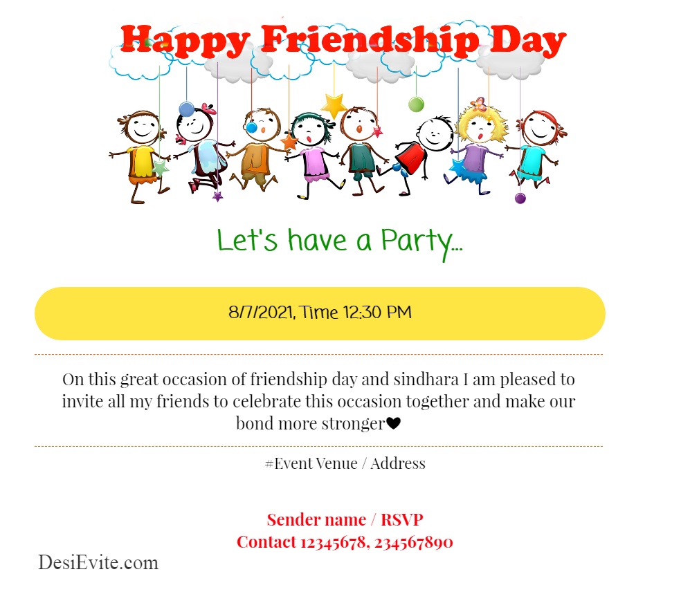 happy friendship day invitation card 162 