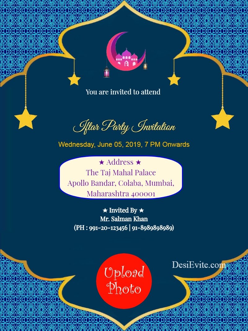 iftar party invitation card with photo template 127 