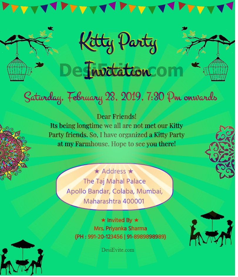 kitty party invitation card sample ladies 108 