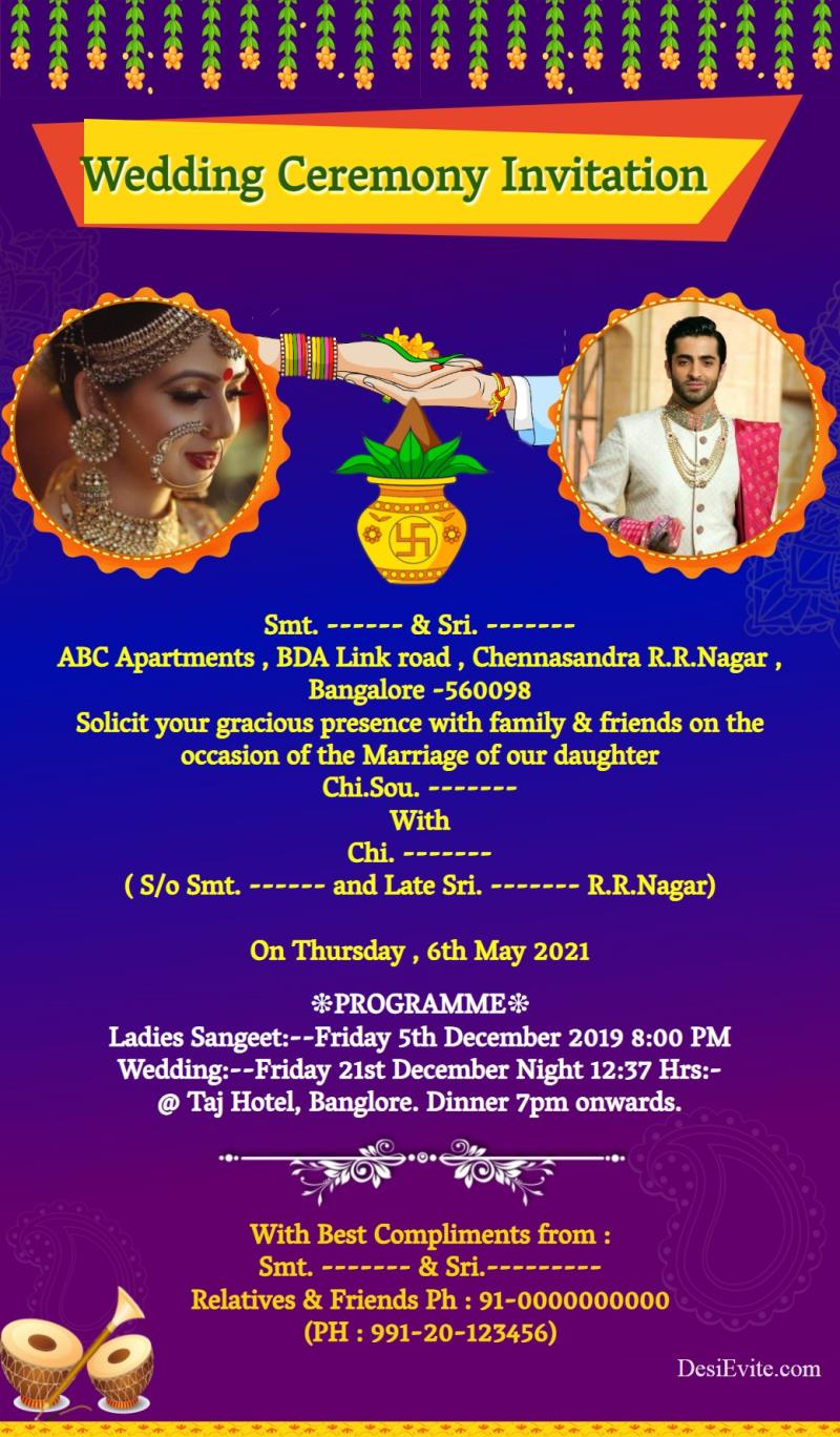 Hindi wedding invitation card groom bride photo 105
