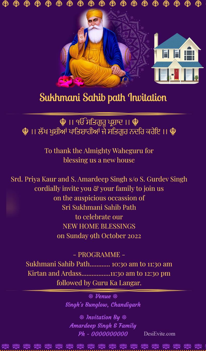 Punjabi Sukhmani Sahib path blessing for new house 91